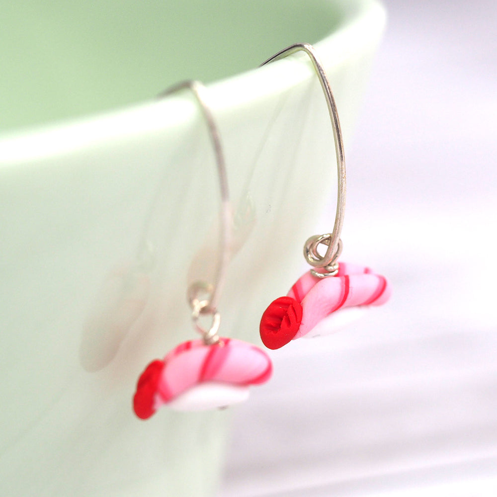 
            
                Load image into Gallery viewer, Sterling Silver Sushi Earrings - Ebi Shrimp
            
        