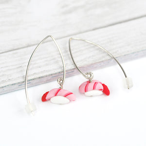 
            
                Load image into Gallery viewer, Sterling Silver Sushi Earrings - Ebi Shrimp
            
        