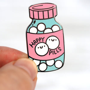 Happy Pills Bottle - Metal Enameled Pin
