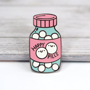 
            
                Load image into Gallery viewer, Happy Pills Bottle - Metal Enameled Pin
            
        