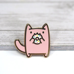 
            
                Load image into Gallery viewer, Snack Attack Donut Cat - Metal Enameled Pin
            
        