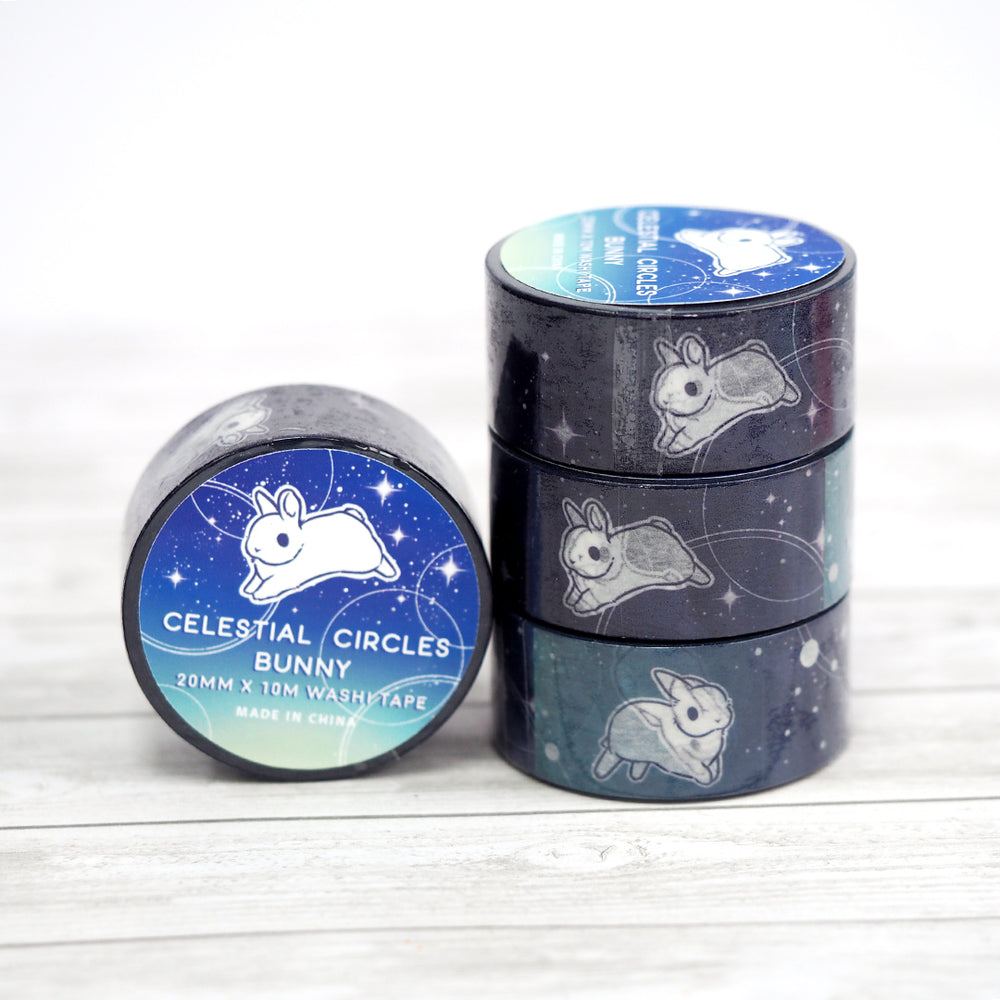 
            
                Load image into Gallery viewer, Wide Washi Tape - Celestial Circles Bunnies
            
        