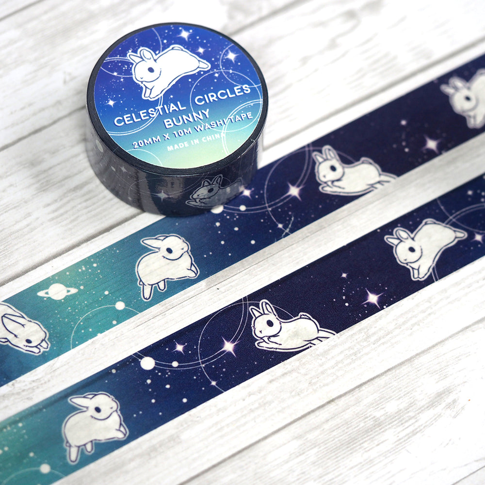 Wide Washi Tape - Celestial Circles Bunnies