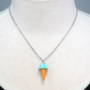 Mint Chocolate Chip Ice Cream Cone Necklace