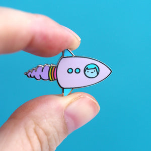 
            
                Load image into Gallery viewer, Spaceship Kitty!- Metal Enameled Pin
            
        