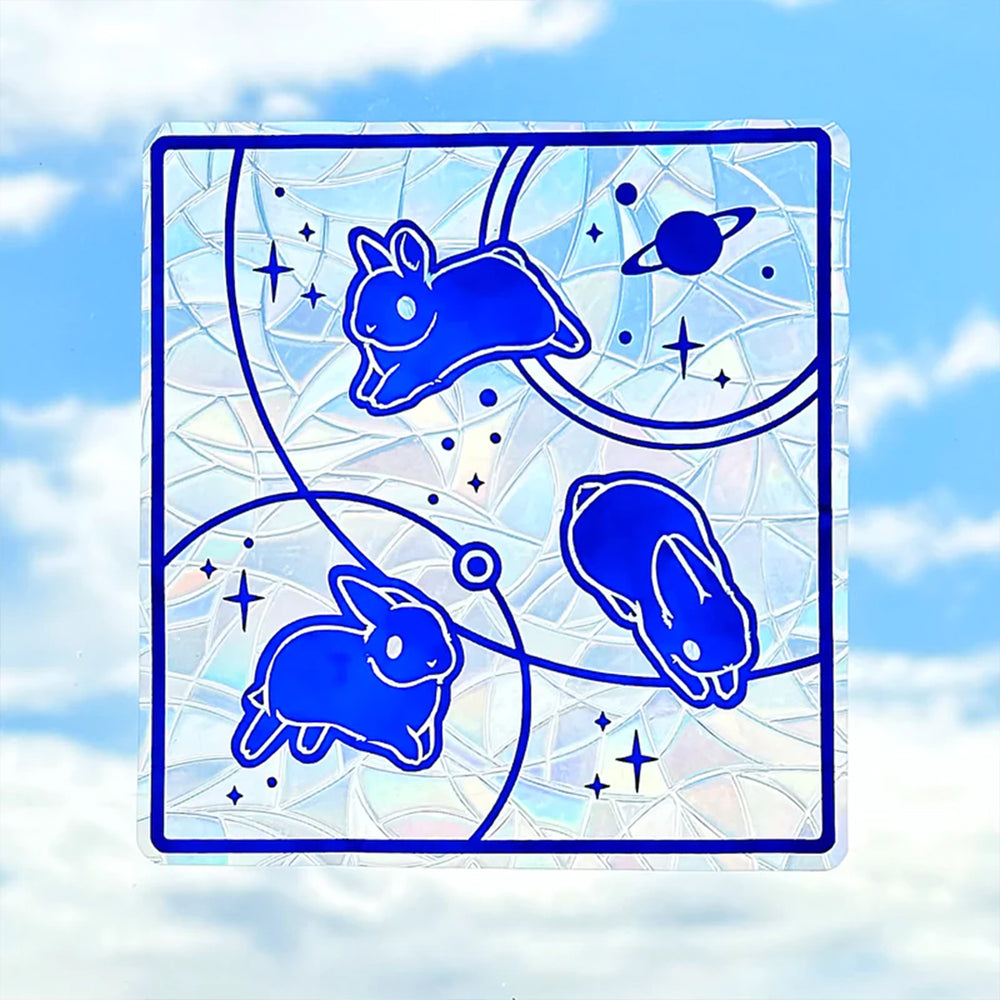 Celestial Circles Bunny - Rainbow Suncatcher Sticker