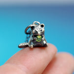 Greedy Raccoon Gemstone Necklace - Sterling Silver with Peridot