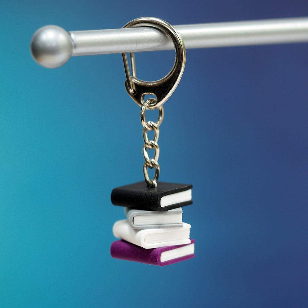 Subtle Pride Book Stack Keychain - Asexual