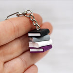 Subtle Pride Book Stack Keychain - Asexual