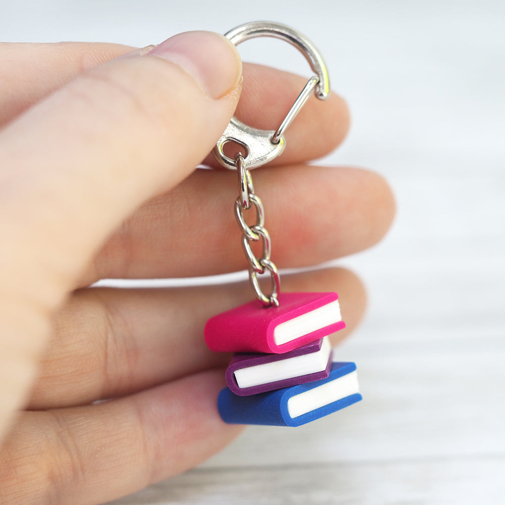Subtle Pride Book Stack Keychain - Bisexual