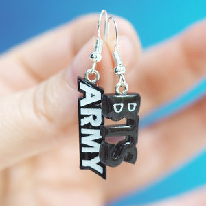 
            
                Load image into Gallery viewer, BTS x ARMY Asymmetrical Earrings - Black
            
        