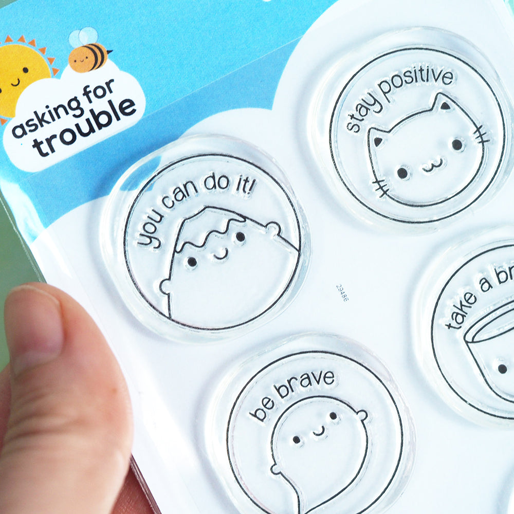 Kawaii Motivation & Self Care Clear Stamp Set