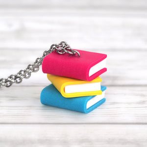 
            
                Load image into Gallery viewer, Subtle Pride Book Stack Necklace - Pansexual
            
        