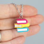 Subtle Pride Book Stack Necklace - Pansexual