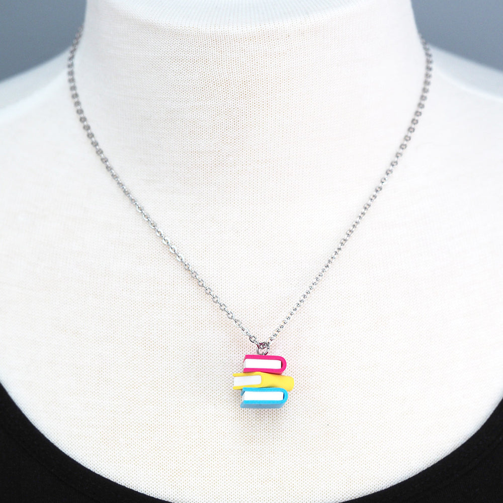 
            
                Load image into Gallery viewer, Subtle Pride Book Stack Necklace - Pansexual
            
        