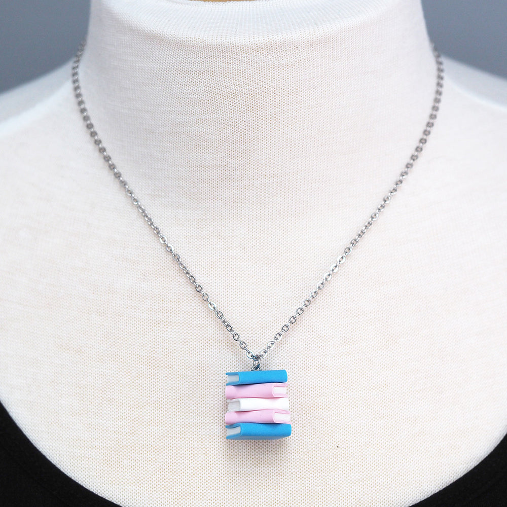 Subtle Pride Book Stack Necklace - Transgender