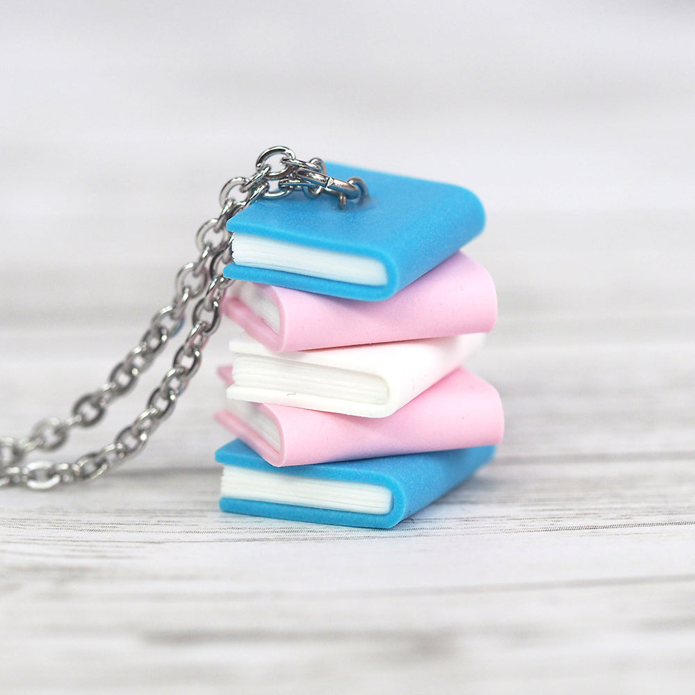 Subtle Pride Book Stack Necklace - Transgender