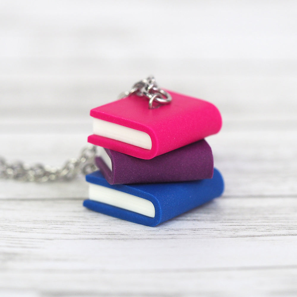 
            
                Load image into Gallery viewer, Subtle Pride Book Stack Necklace - Bisexual
            
        