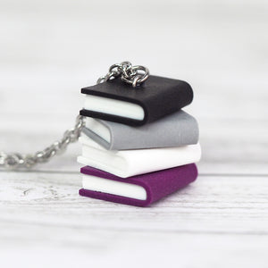 Subtle Pride Book Stack Necklace - Asexual