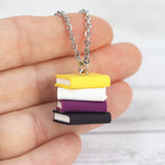 Subtle Pride Book Stack Necklace - Non Binary