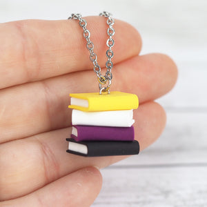 
            
                Load image into Gallery viewer, Subtle Pride Book Stack Necklace - Non Binary
            
        