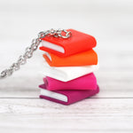 Subtle Pride Book Stack Necklace - Lesbian