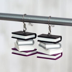 Subtle Pride Book Stack Earrings - Asexual