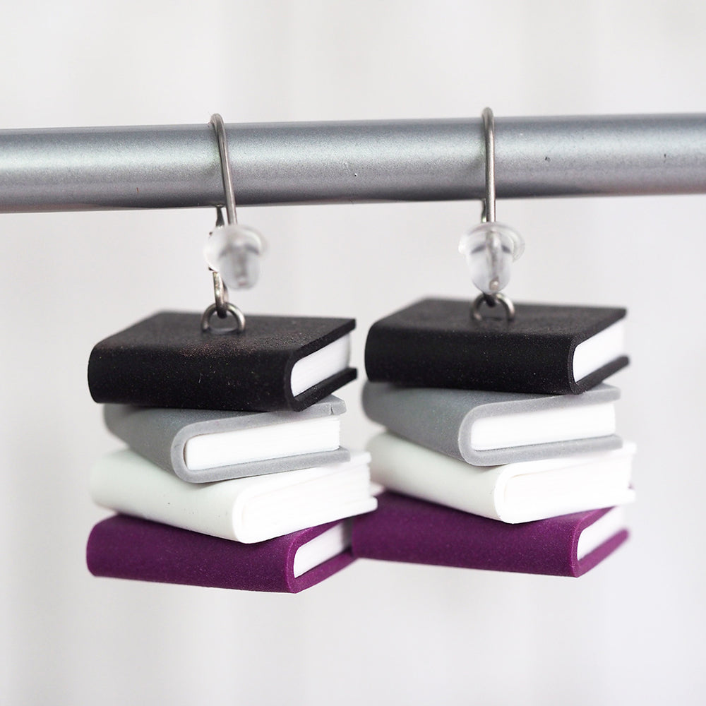 Subtle Pride Book Stack Earrings - Asexual