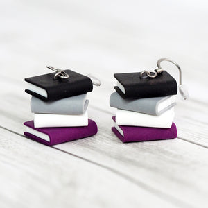 
            
                Load image into Gallery viewer, Subtle Pride Book Stack Earrings - Asexual
            
        
