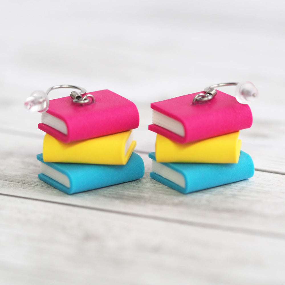 
            
                Load image into Gallery viewer, Subtle Pride Book Stack Earrings - Pansexual
            
        