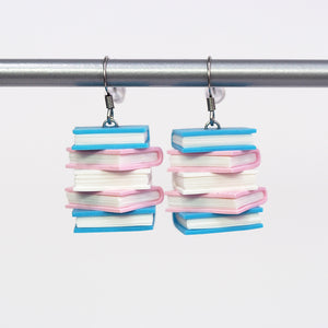 
            
                Load image into Gallery viewer, Subtle Pride Book Stack Earrings - Trans Flag
            
        