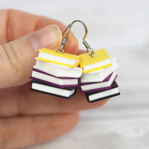 Buy Colorful Classic Stackable Book Earrings Personality Stack of Books  Drop Dangle Earrings Wooden Earrings Teacher Earrings for Women Book  Lover Gifts for Women Girls Librarian Teacher Student Wood No Gemstone at