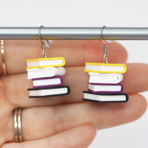 Subtle Pride Book Stack Earrings - Non Binary