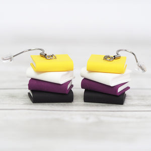 Subtle Pride Book Stack Earrings - Non Binary