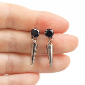 
            
                Load image into Gallery viewer, Spiked Drop Earrings - Black Crystal
            
        