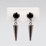 Spiked Drop Earrings - Black Crystal