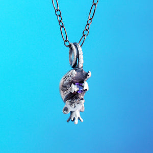 Princess Possum Gemstone Necklace - Sterling Silver with Amethyst