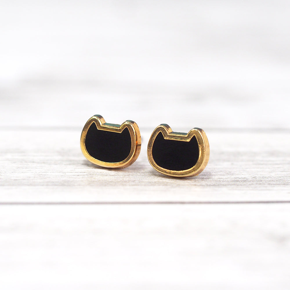 
            
                Load image into Gallery viewer, Mini Cat Stud Earrings - Black
            
        