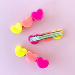 Bright Hearts Hair Clip - Neon