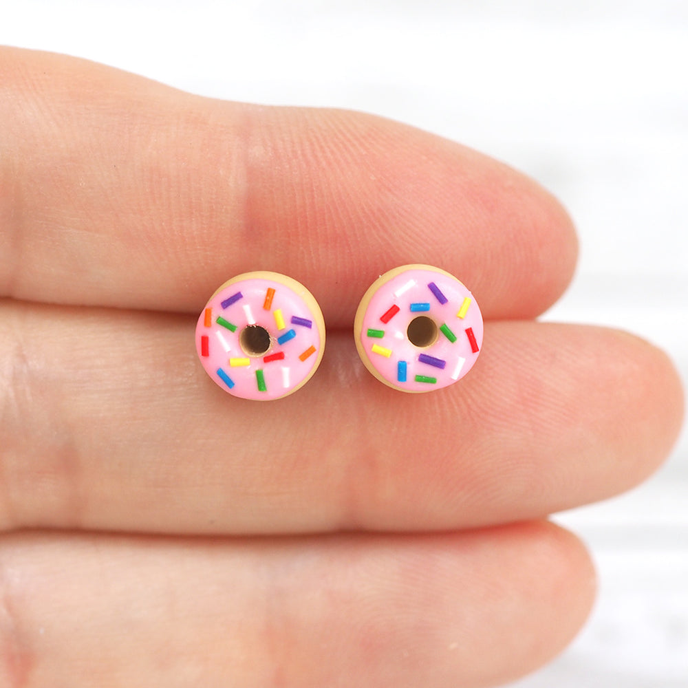 Donut Stud Earrings - Pink