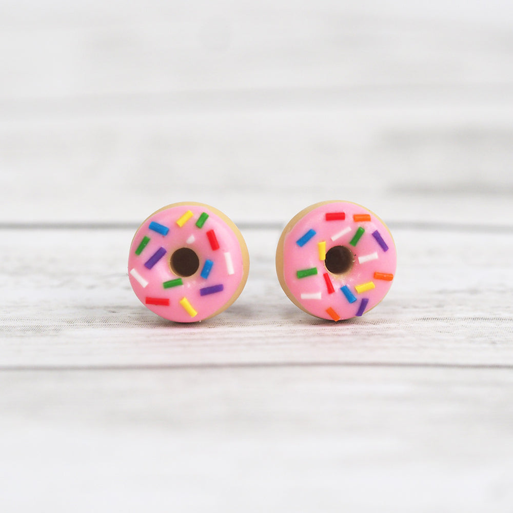 Donut Stud Earrings - Pink