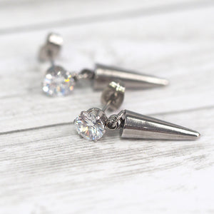 CZ Spiked Earrings - Clear Crystal