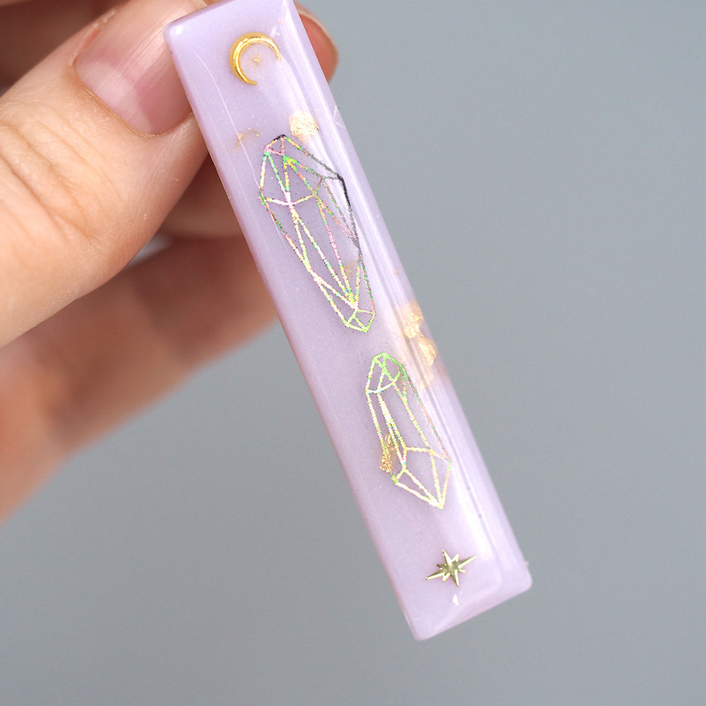 Hand-cast Hair Clip Set - Lavender Moon & Crystals