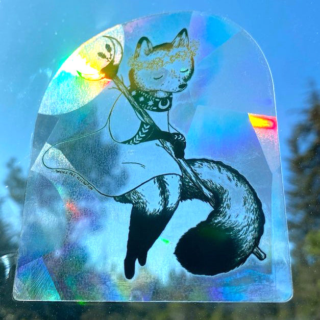 Lunar Fox - Rainbow Suncatcher Sticker