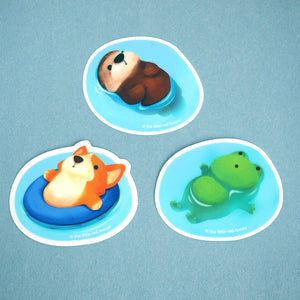 
            
                Load image into Gallery viewer, Floating Animals Vinyl Sticker - Frog
            
        