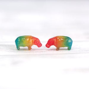 
            
                Load image into Gallery viewer, Rainbow Hippo Stud Earrings
            
        