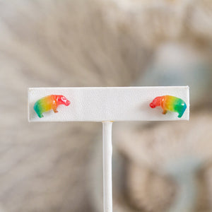 
            
                Load image into Gallery viewer, Rainbow Hippo Stud Earrings
            
        