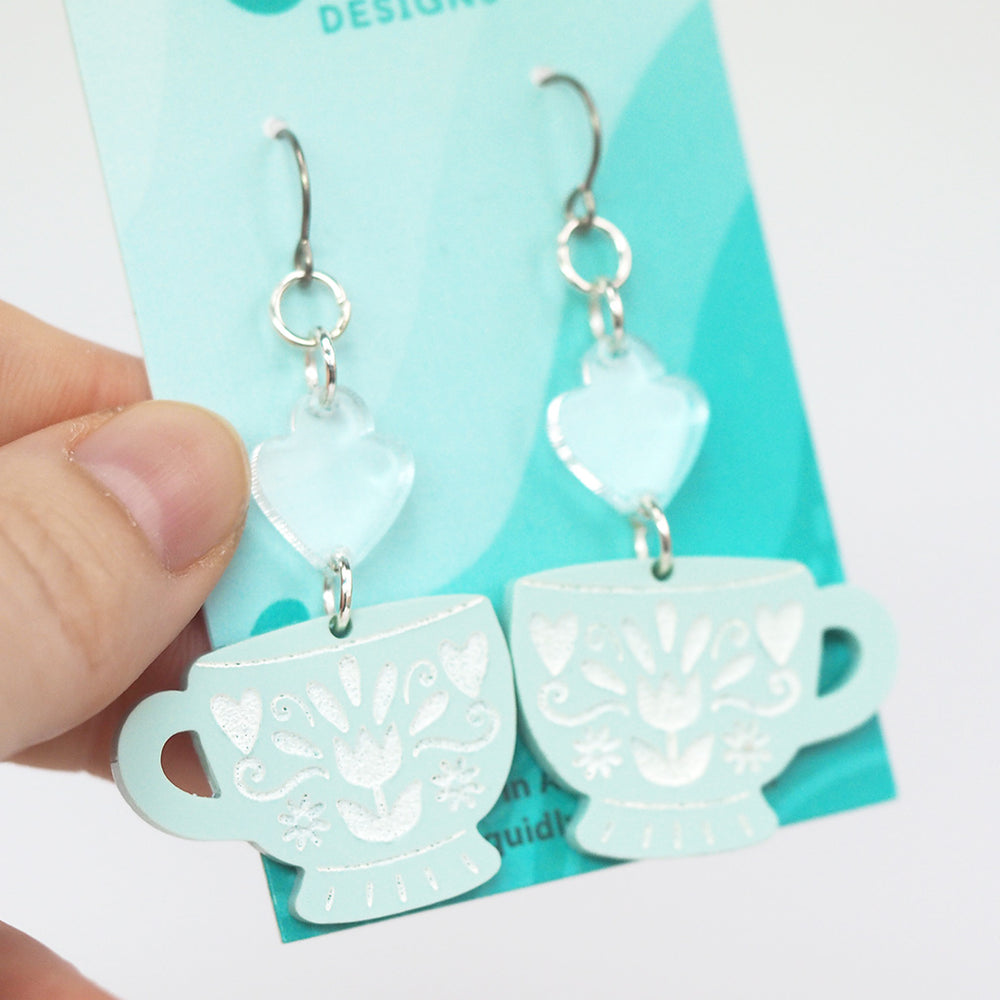 Hand-painted Teacup Earrings