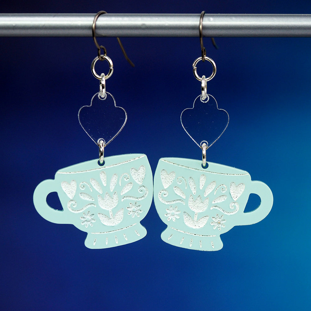 
            
                Load image into Gallery viewer, Hand-painted Teacup Earrings
            
        
