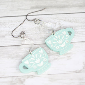 Hand-painted Teacup Earrings